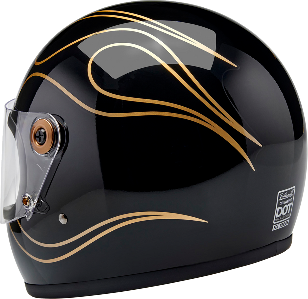 Casco BILTWELL Gringo S - Llamas negras brillantes - Mediano 1003-567-503