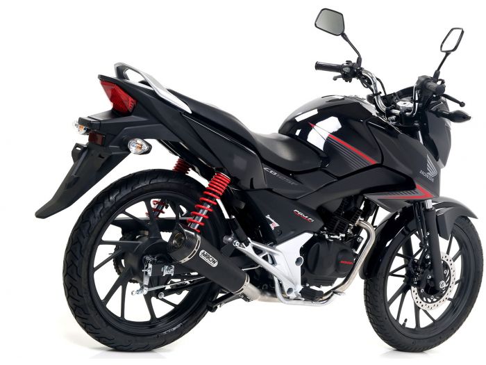Silenciador Arrow Honda CB 125 F 15/16 Nichrom Dark X-Kone homologado con tapa de carbono para colector Arrow 51517xkn