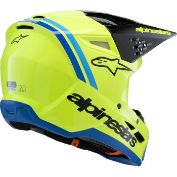 Casco de motocicleta juvenil ALPINESTARS SM3 - Radium - Amarillo brillante fluorescente/Negro/Azul - Pequeño 8301825-5017-YS