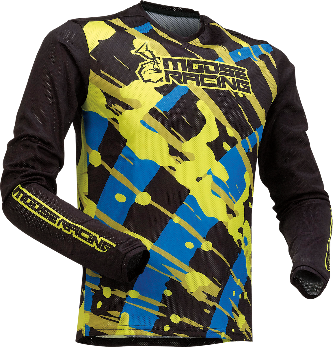 Camiseta de malla Agroid para jóvenes de MOOSE RACING - Negra/Azul/Alta visibilidad - Grande 2912-2167