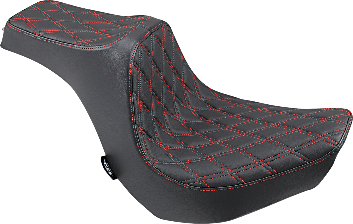 Asiento Predator III de DRAG SPECIALTIES - Doble diamante - Costuras rojas 0802-1269