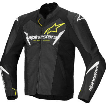ALPINESTARS Faster v3 Airflow Leather Jacket - Black/White/Yellow Fluo - US 42 / EU 52 3103625-125-52