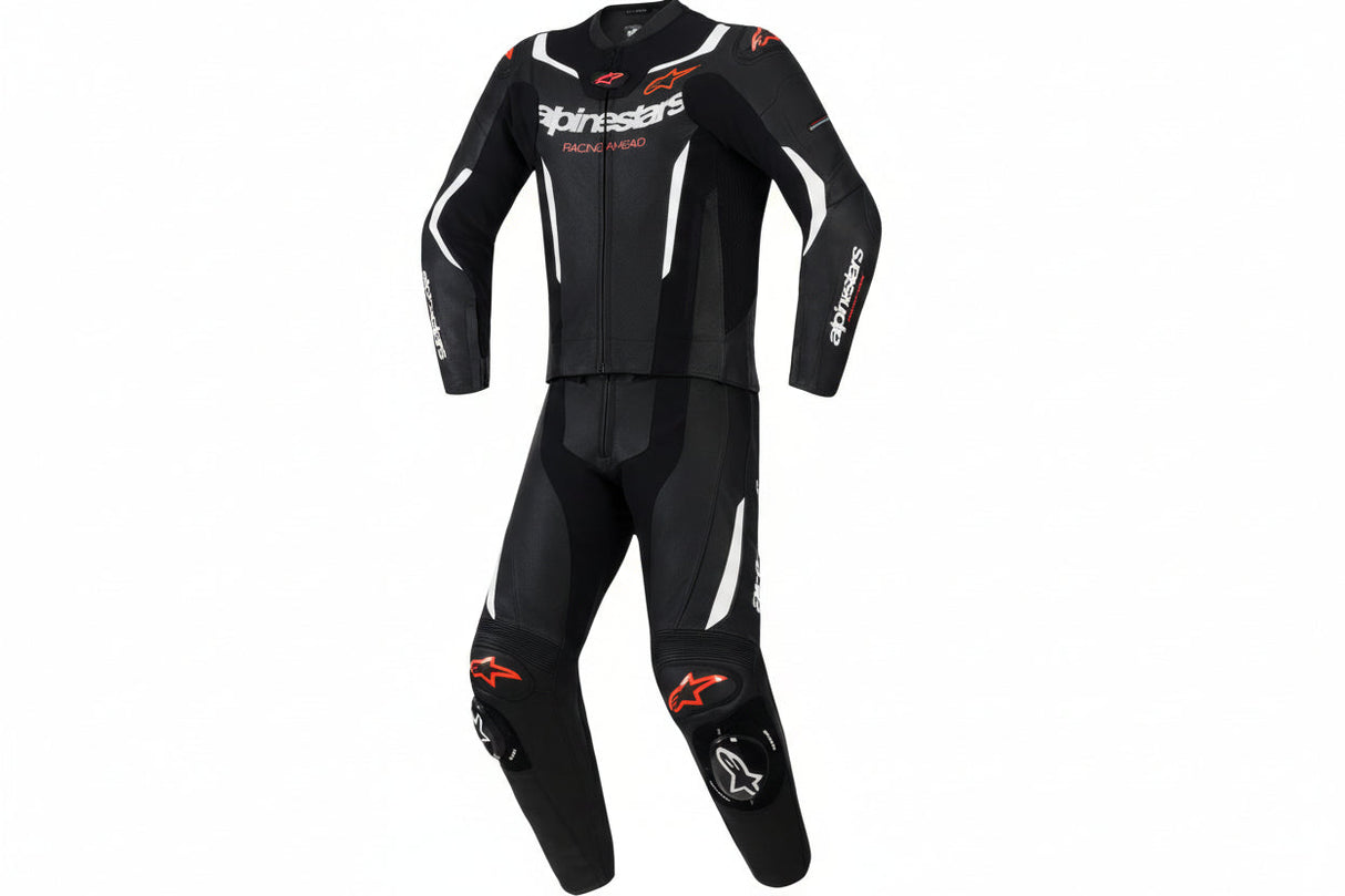 ALPINESTARS GP Force v2 2-Piece Leather Suit - Black/White/Red Fluo -