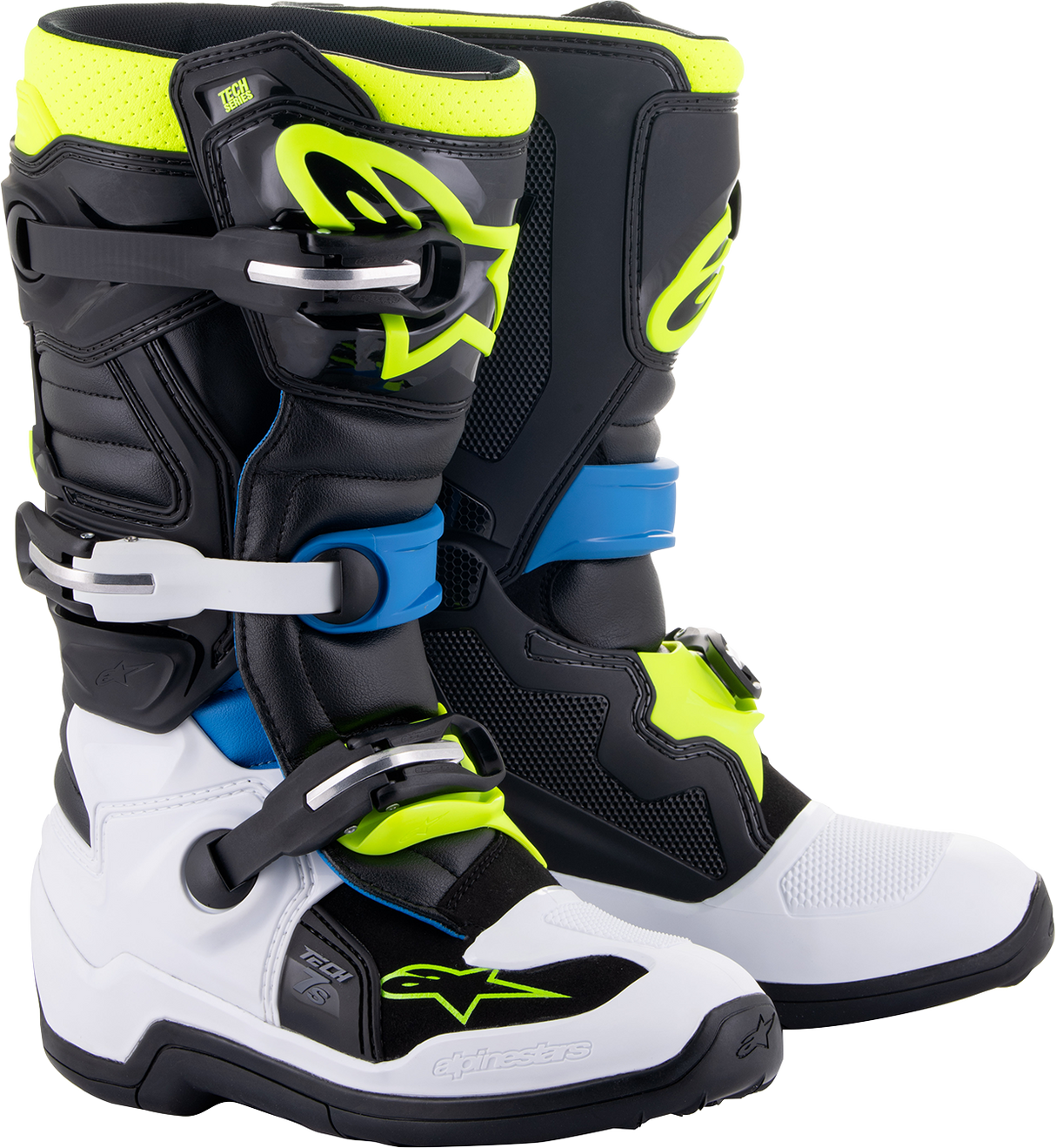 Botas ALPINESTARS Youth Tech 7S - Negro/Azul/Amarillo - Talla 7 de EE. UU. 2015017-1795-7
