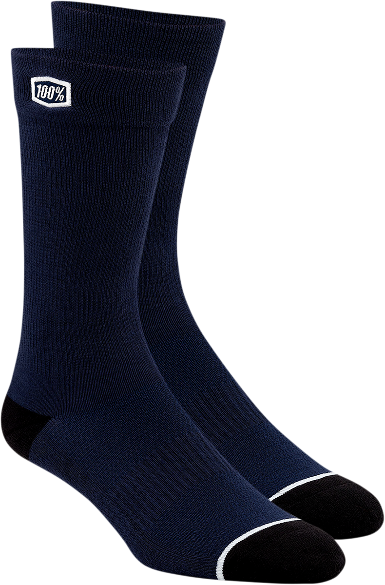 Calcetines 100 % lisos - Azul marino - Talla grande/XL 20050-00005