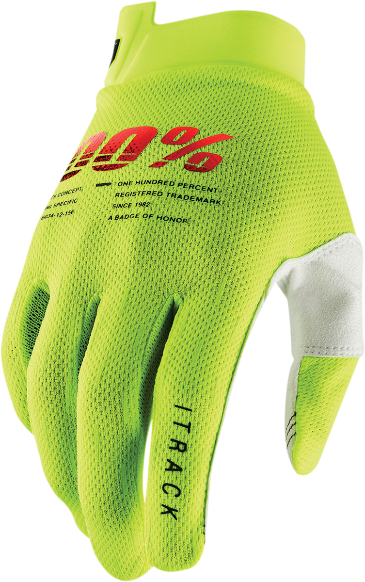 Guantes 100% iTrack - Amarillo Fluo - Grandes 10008-00012