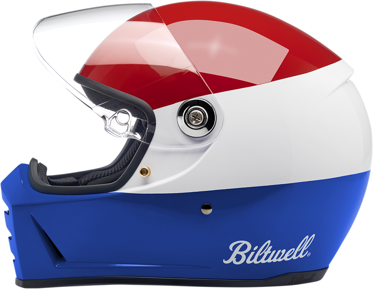 Casco BILTWELL Lane Splitter - Rojo podio brillante/blanco/azul - Mediano 1004-549-103