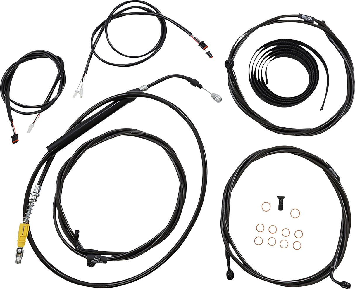 LA CHOPPERS Cable Kit - 12" - 14" Ape Hanger Handlebars - ABS - Black LA-8058KT3-13B