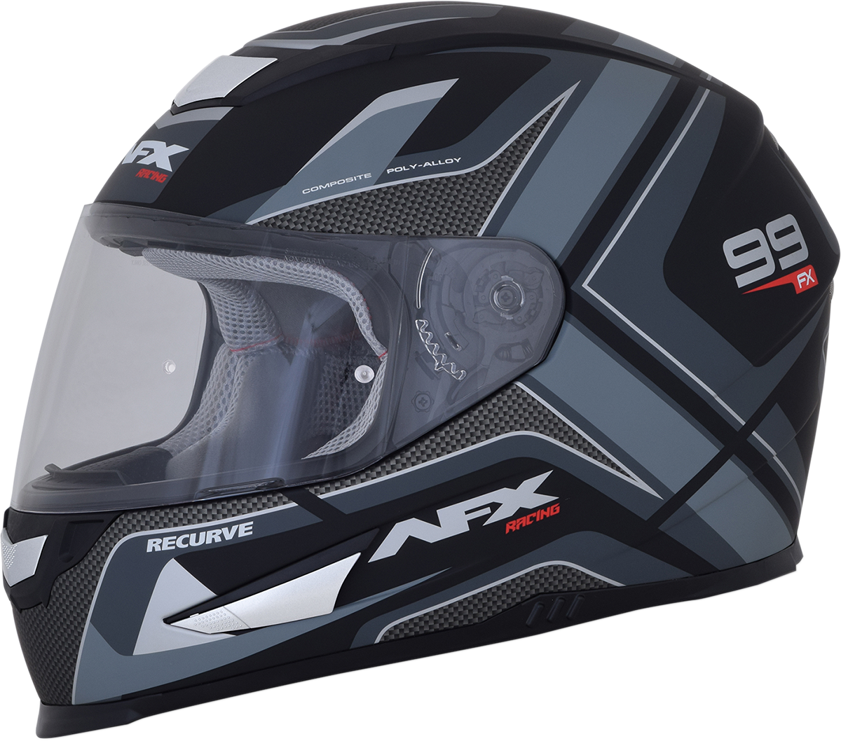 Casco de motocicleta AFX FX-99 - Recurvo - Negro mate/gris - Mediano 0101-11137