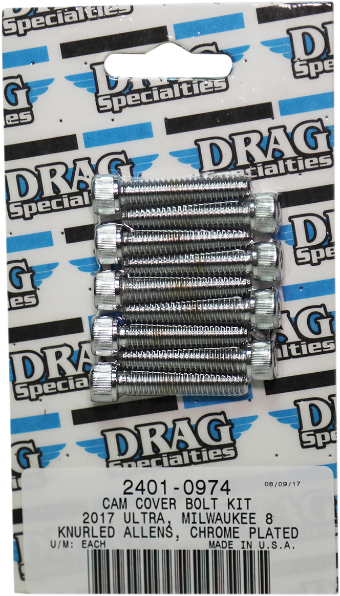 Kit de pernos moleteados para tapa de árbol de levas de DRAG SPECIALTIES - Cromado - M8 MK779