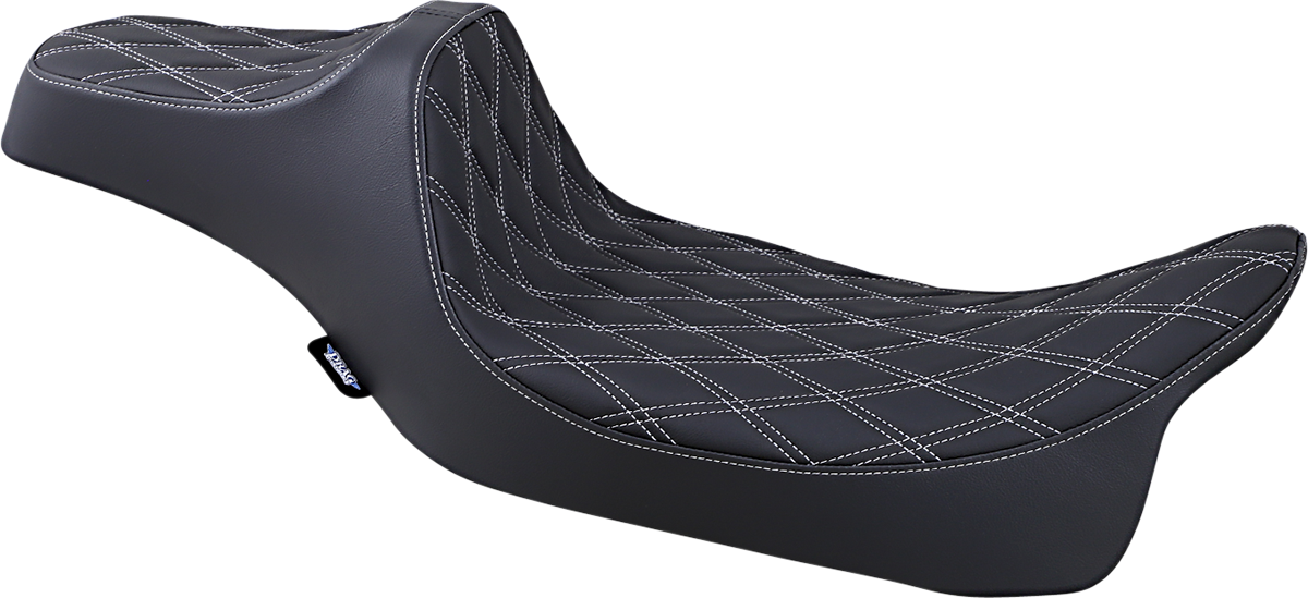 Asiento Predator III de DRAG SPECIALTIES - Extendido - Doble diamante - Costuras plateadas - FL '08-'22 0801-1261