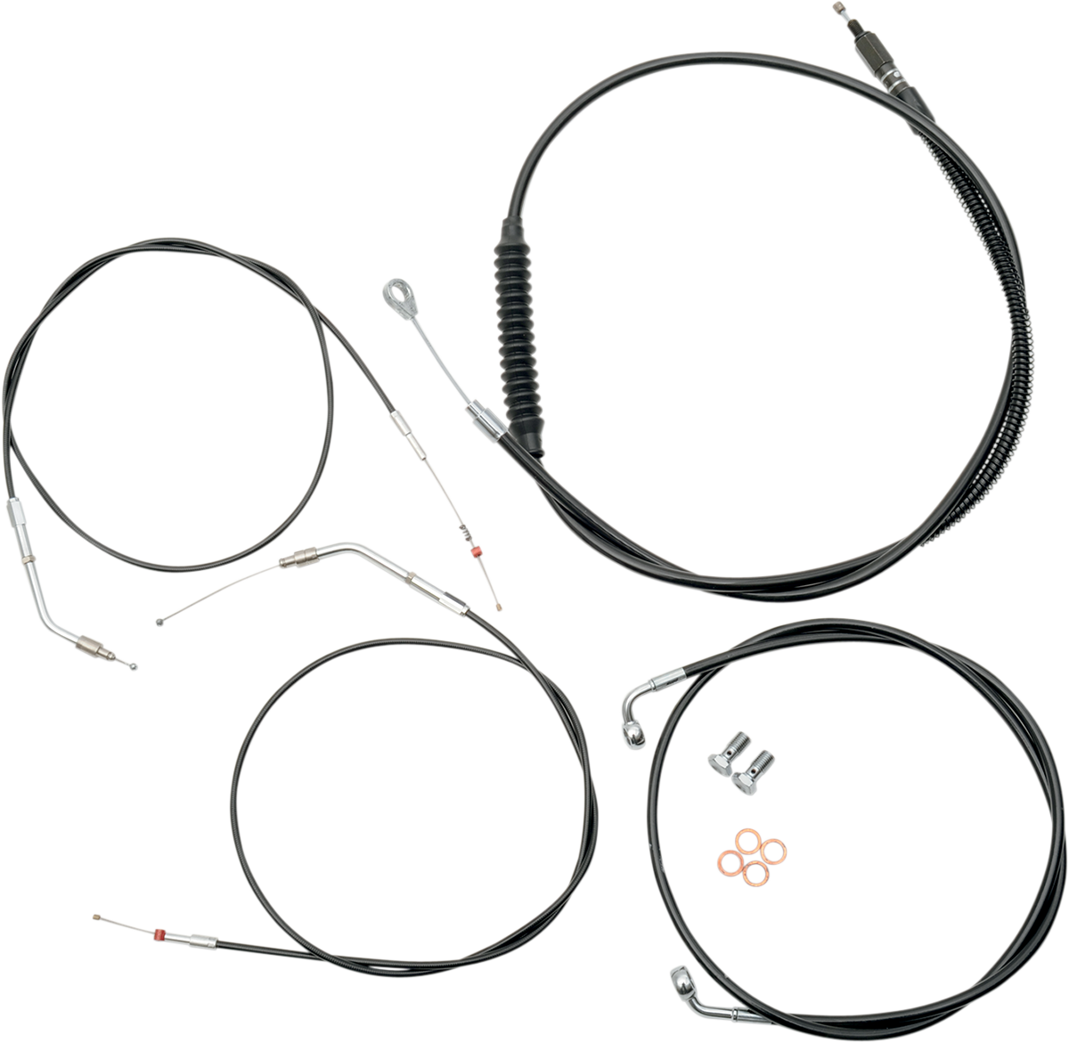 Kit de cable de manillar/línea de freno LA CHOPPERS - Manillar Ape Hanger de 15" a 17" - Vinilo negro LA-8320KT-16B