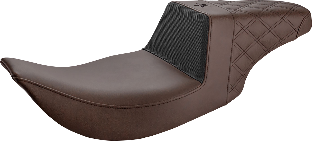 Asiento SADDLEMEN Unknown Industries - Delantero de fibra de carbono/agarre negro lumbar/trasero con costura de celosía - FL UN97-06-173BR