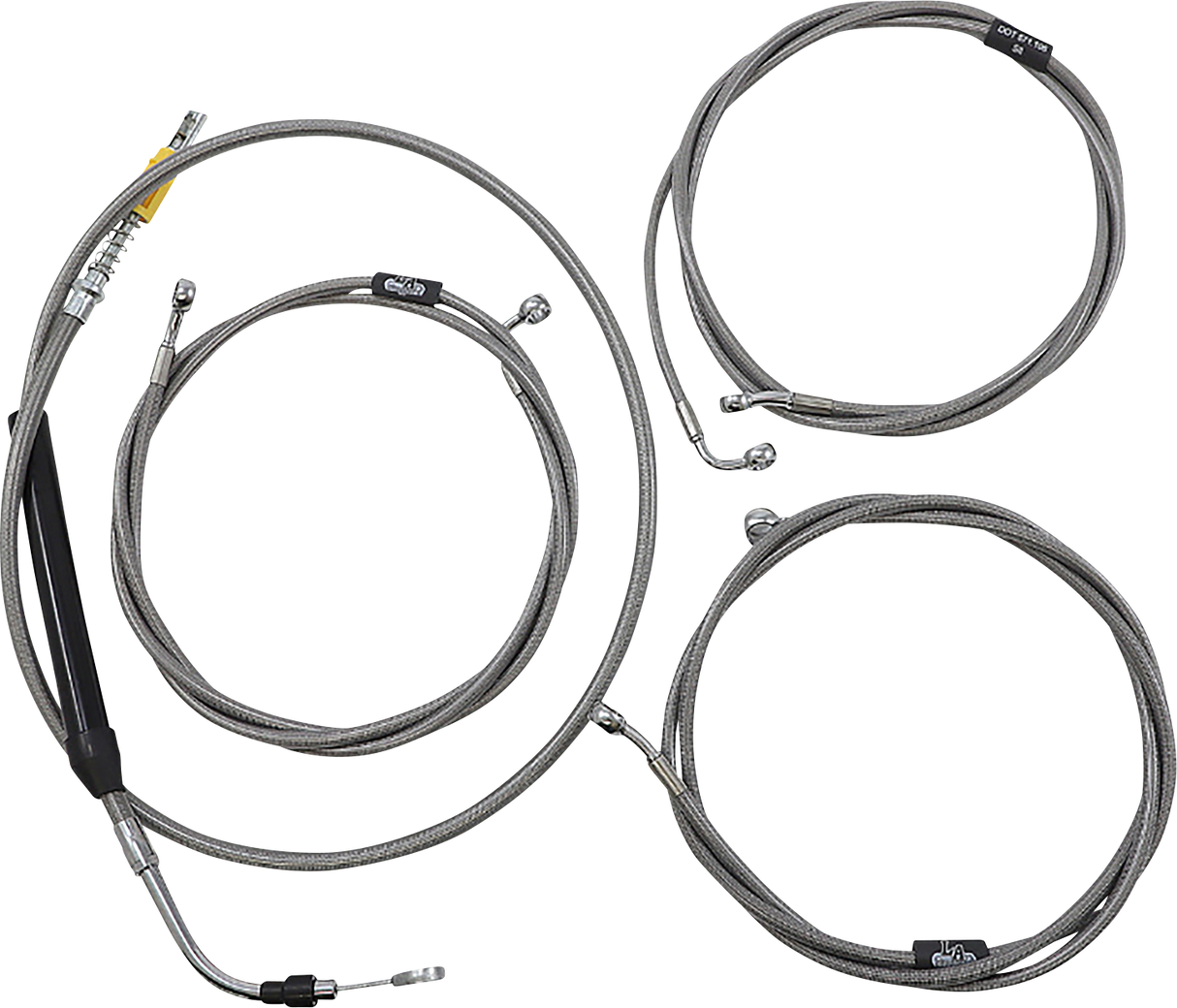 Kit de cable de manillar/línea de freno LA CHOPPERS - Manillar tipo Ape Hanger de 18" a 20" - Acero inoxidable LA-8058KT-19