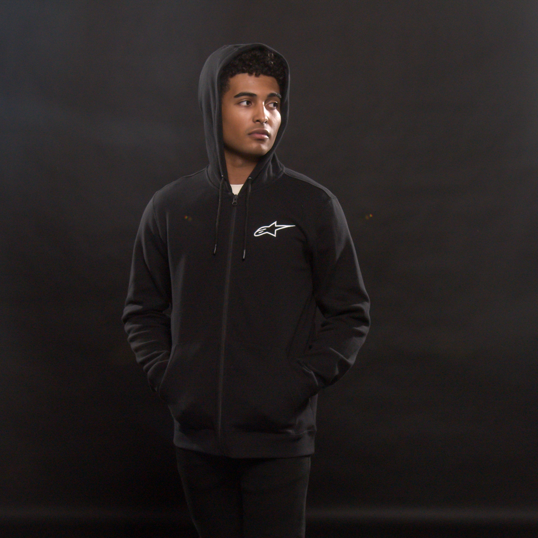 Sudadera con capucha y cremallera ALPINESTARS Ageless - Negro/Blanco - XL 1212536001020XL