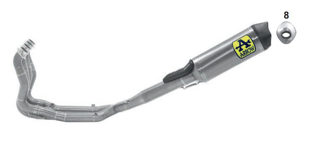 71210ckz Arrow Yzf R1 17-24 Competition Full Kit Low Version in stainless steel and silencer and link pipe in titanium