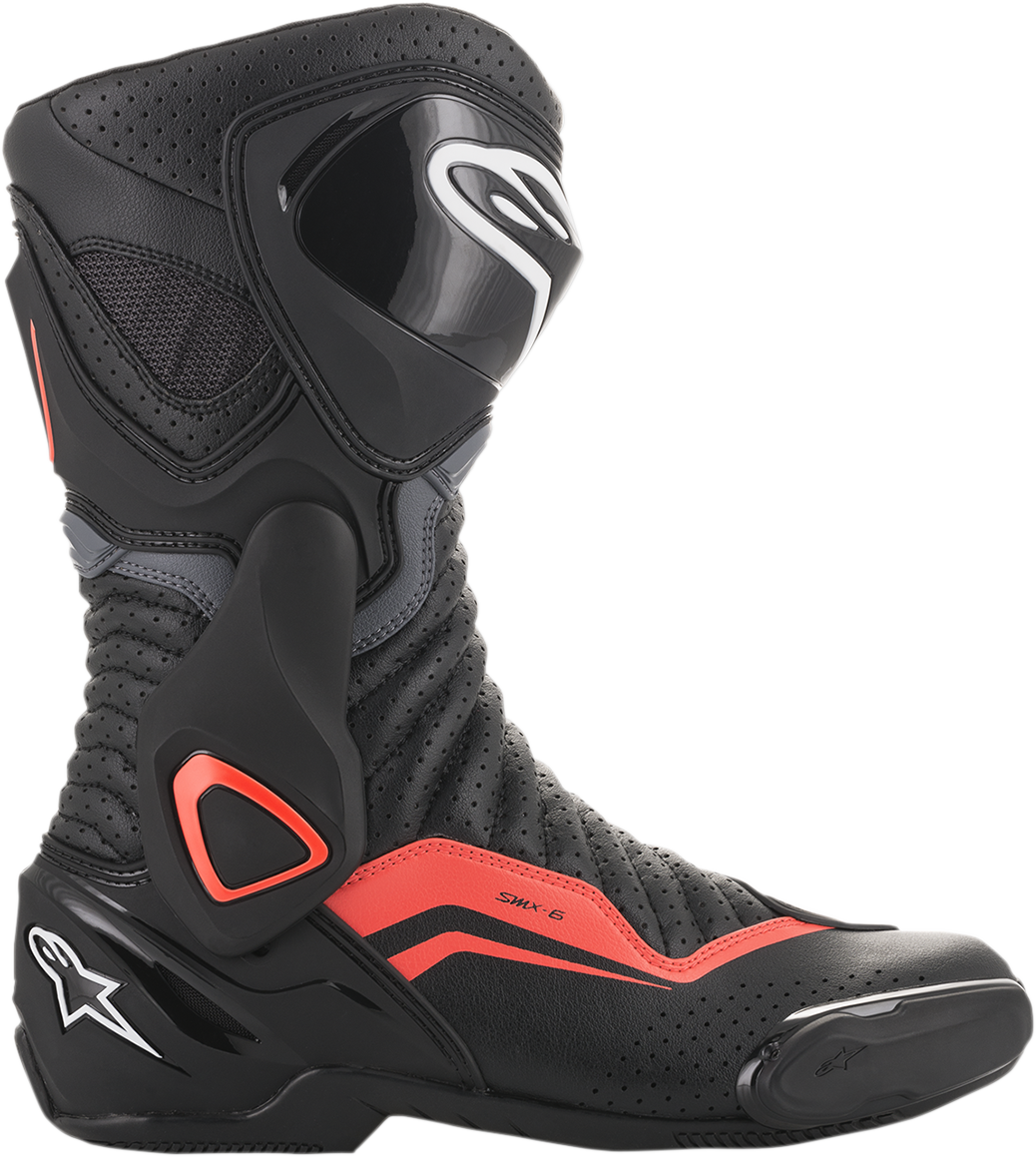 Botas ventiladas ALPINESTARS SMX-6 v2 - Negro/Gris/Rojo - Talla 10.5 EE. UU. / 45 UE 2223017-1133-45