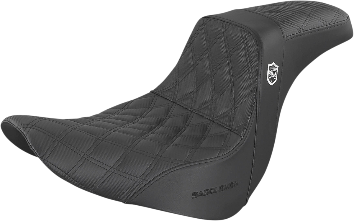 Asiento SADDLEMEN - Serie Pro SDC Performance sin respaldo - Costuras de celosía completas/agarre lumbar - Negro SC81829DB