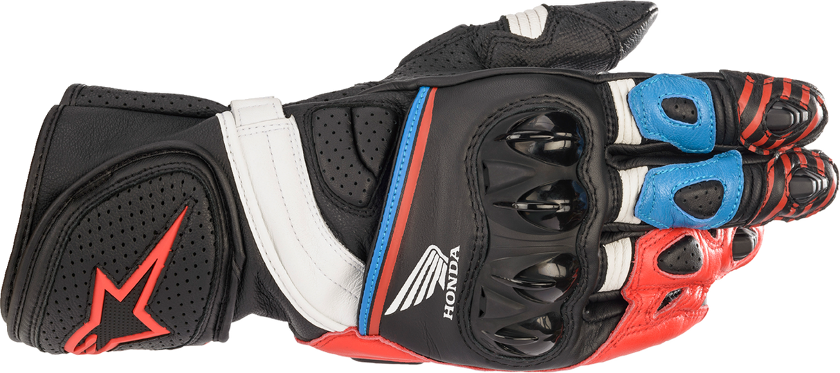 Guantes ALPINESTARS Honda GP Plus R v2 - Negro/Rojo brillante/Azul - 2XL 3556321-1317-2X