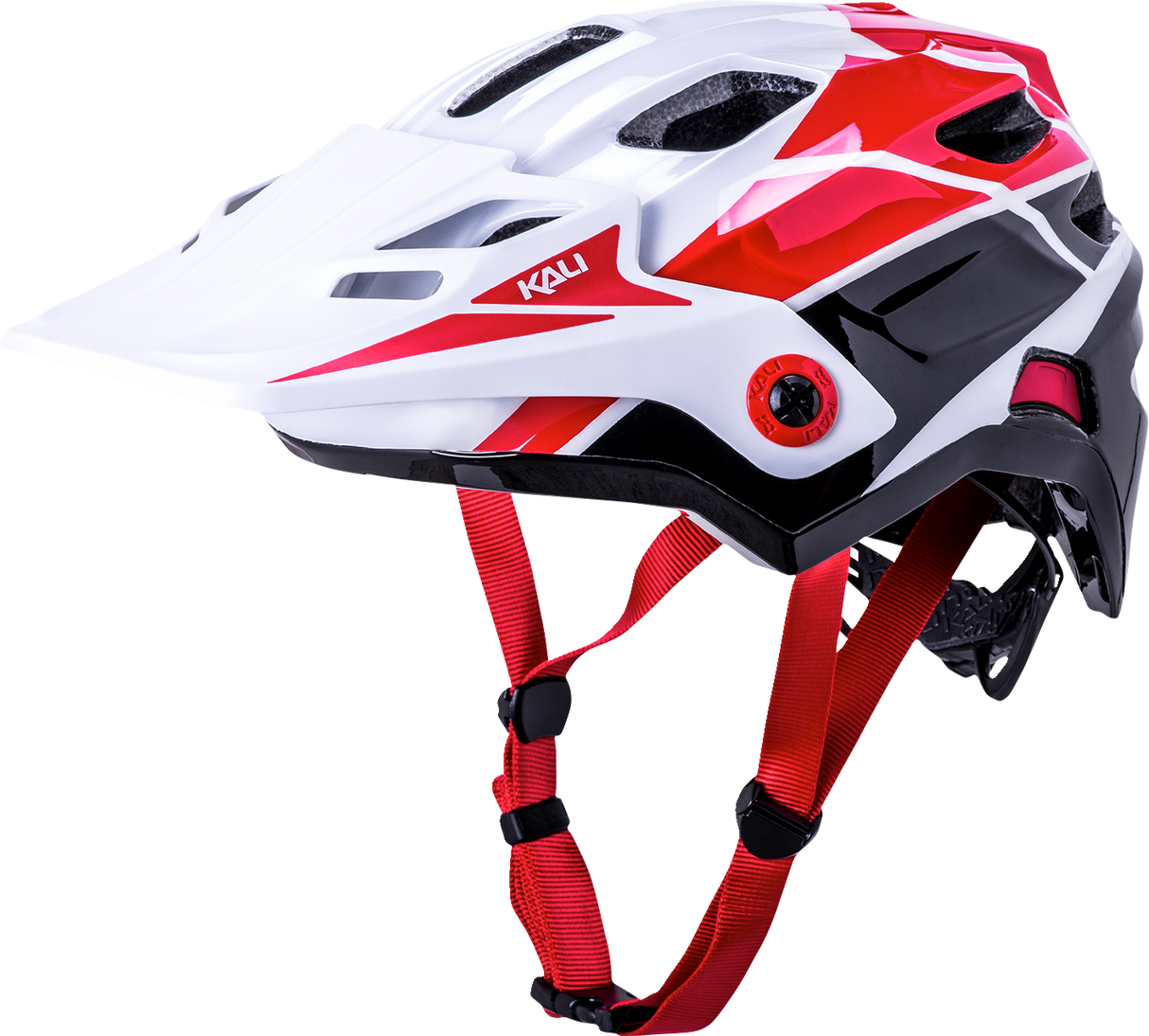Casco integral de bicicleta KALI Maya para niños - Carrera - Blanco brillante/Rojo/Negro 0221922112