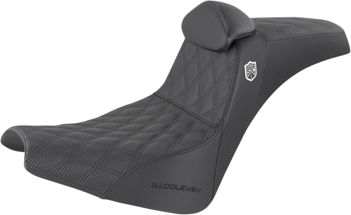 Asiento SADDLEMEN - Serie Pro SDC Performance con respaldo - Costuras de celosía completas/agarre lumbar - Negro SC81830DBRT