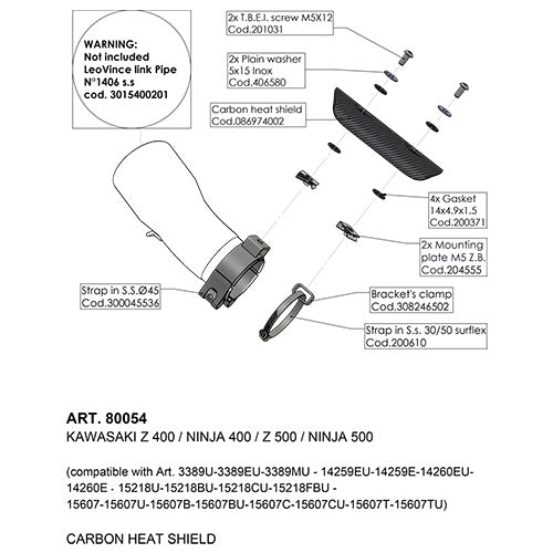 LEOVINCE Heat Shield - Carbon Fiber - Ninja 400/500 2018-2023 80054