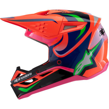 ALPINESTARS Youth SM3 Motorcycle Helmet - Deegan - Gloss Orange Fluo/Purple/Pink Fluo - Medium 8301425-433-YM