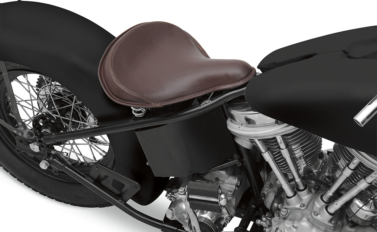 Asiento DRAG SPECIALTIES - Spring Solo - Grande - Cuero marrón/Costura perimetral 0806-0049