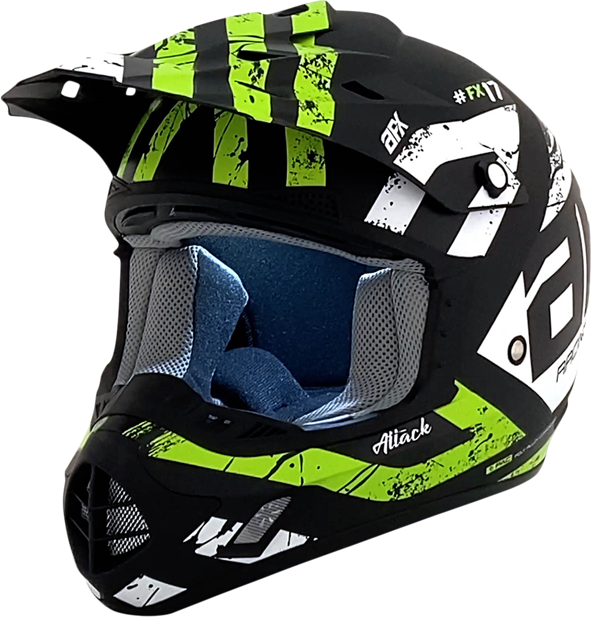 Casco de motocicleta AFX FX-17 - Attack - Negro mate/Verde - Mediano 0110-7180