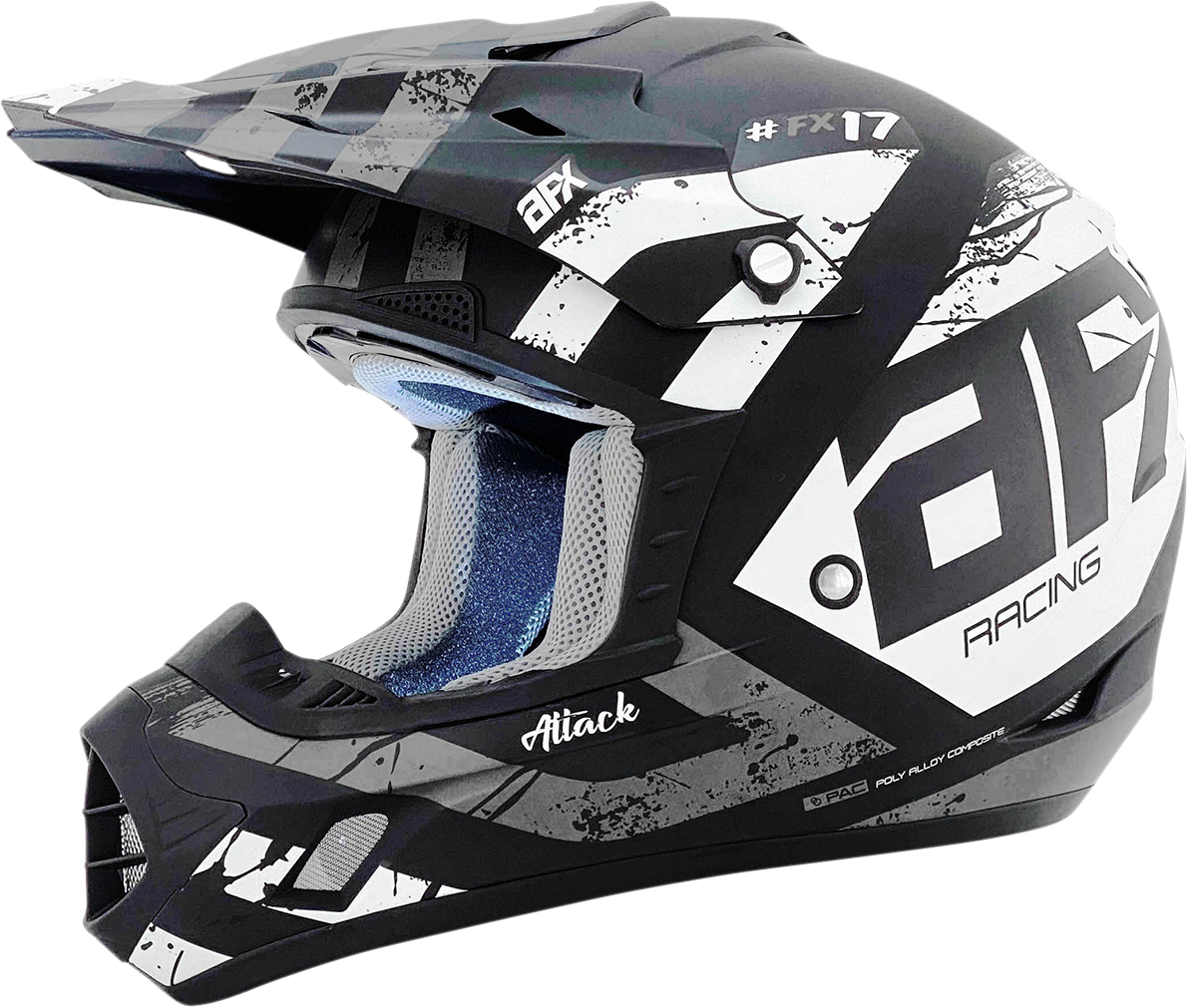 AFX FX-17 Motorcycle Helmet - Attack - Matte Black/Silver - XS 0110-7142