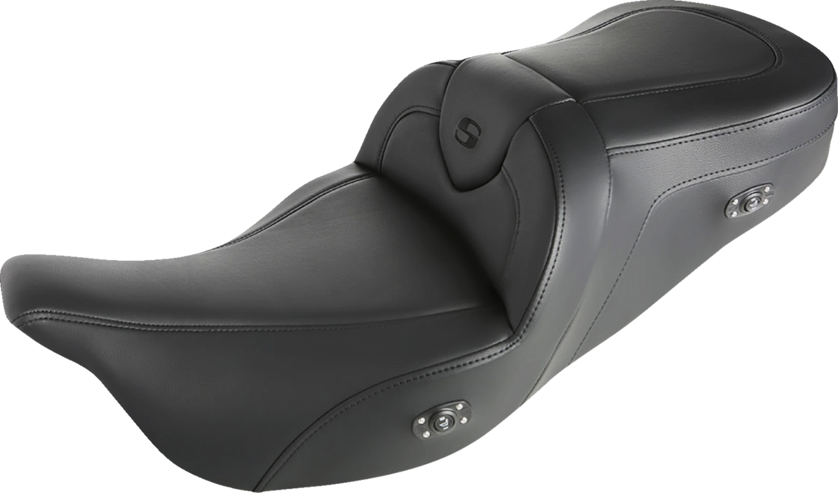 SADDLEMEN Roadsofa - Asiento calefactable de alcance estándar - Sin respaldo - Costuras negras 808-07B-187HCT