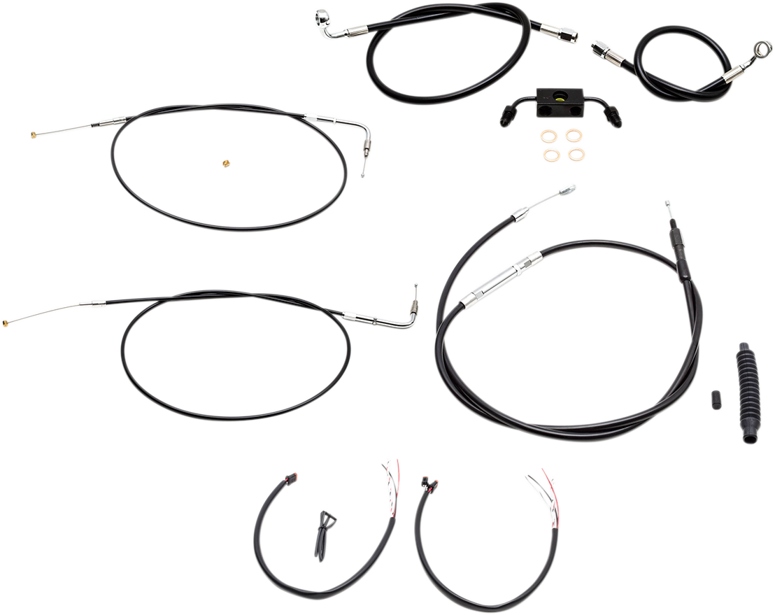 Kit completo de cables y latiguillos de freno LA CHOPPERS para manillar Mini Ape Hanger, vinilo negro LA-8321KT2-08B