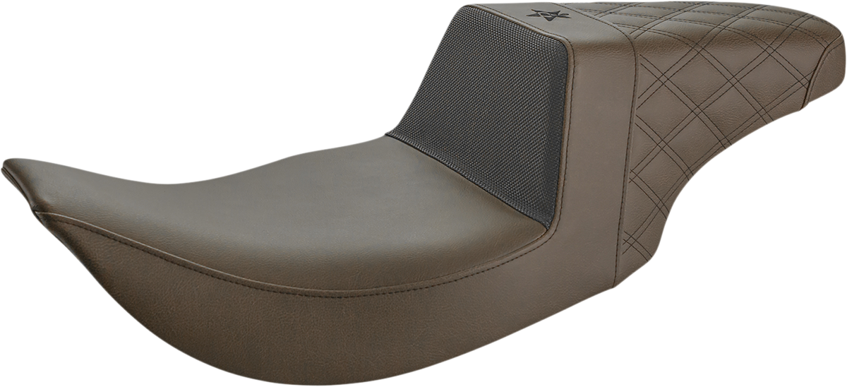 Asiento SADDLEMEN Unknown Industries - Delantero de fibra de carbono/agarre negro lumbar/trasero con costura de celosía - FL UN97-06-173BR