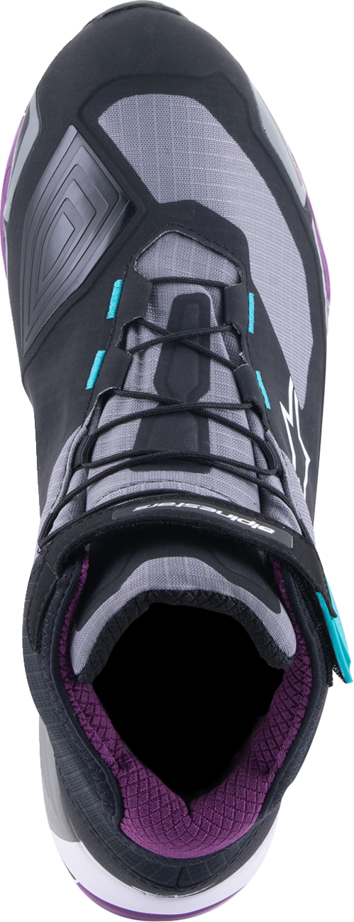 Zapatillas ALPINESTARS Stella CR-X Drystar® para mujer - Negro/Gris/Verde azulado/Morado - Talla 5 de EE. UU. 261152313705