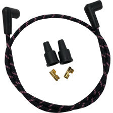 Cables de bujía DRAG SPECIALTIES - Trenzados - Negro/Rosa 2104-0401