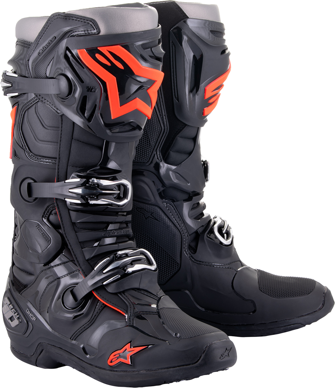 Botas ALPINESTARS Tech 10 - Negro/Rojo Fluorescente - Talla 9 de EE. UU. 2010020-1030-9