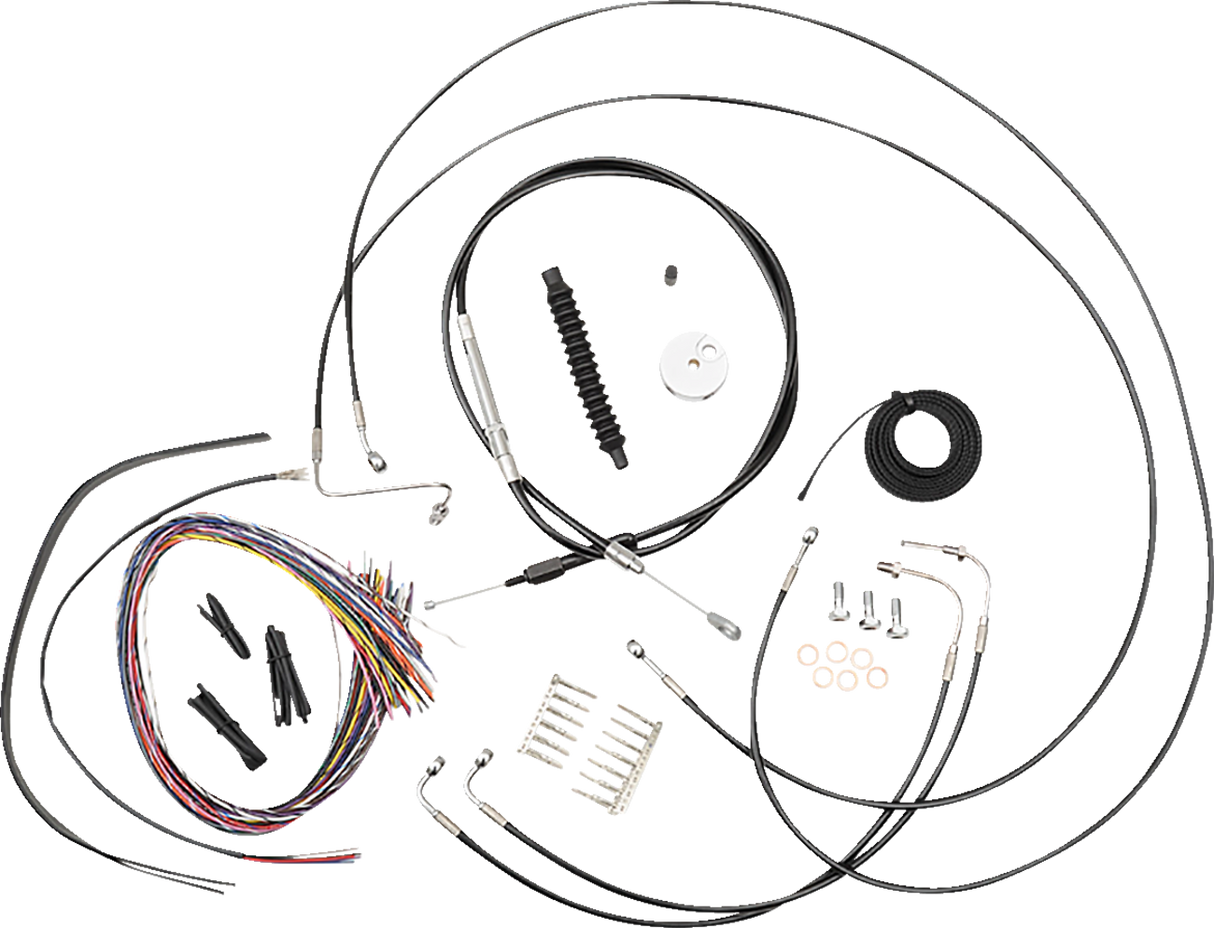 Kit de cable de manillar/línea de freno LA CHOPPERS - Conexión rápida - Completo - Manillar Mini Ape Hanger - Negro LA-8157KT2-08B