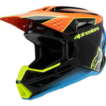 Casco de motocicleta juvenil ALPINESTARS SM3 - Fray - Negro brillante/Naranja/Amarillo fluorescente - Pequeño 8301625-1455-YS