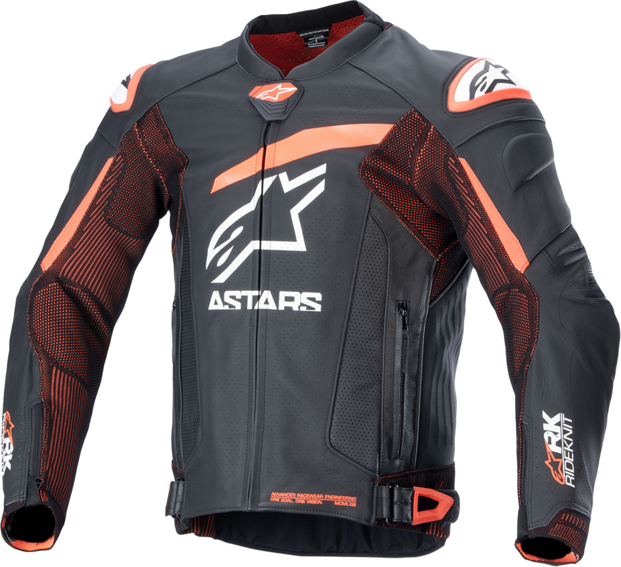 Chaqueta de cuero ALPINESTARS GP Plus R v4 Rideknit® - Negro/Rojo Fluo/Blanco - 56 3100324-1321-56