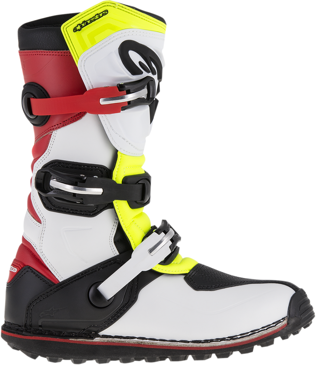 Botas ALPINESTARS Tech-T - Blanco/Rojo/Amarillo Fluorescente/Negro - Talla 12 de EE. UU. 2004017-2351-12