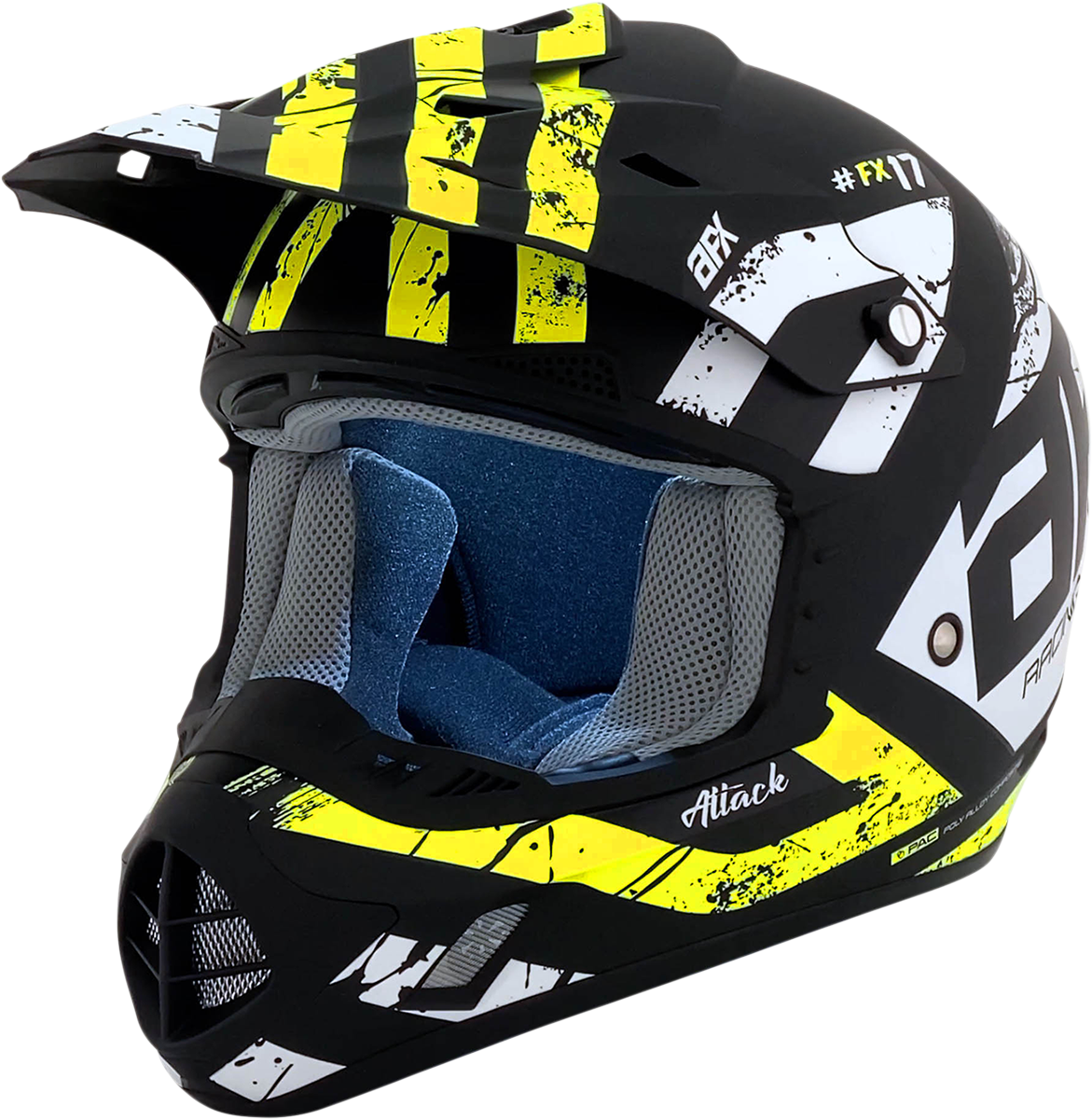 AFX FX-17 Motorcycle Helmet - Attack - Matte Black/Hi-Vis Yellow - Small 0110-7173