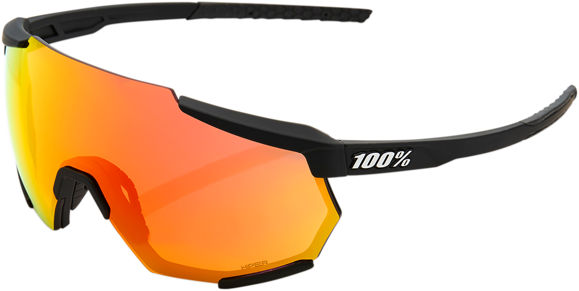 Gafas de sol 100% Racetrap - Negro suave al tacto - Lente de espejo roja 61037-100-43
