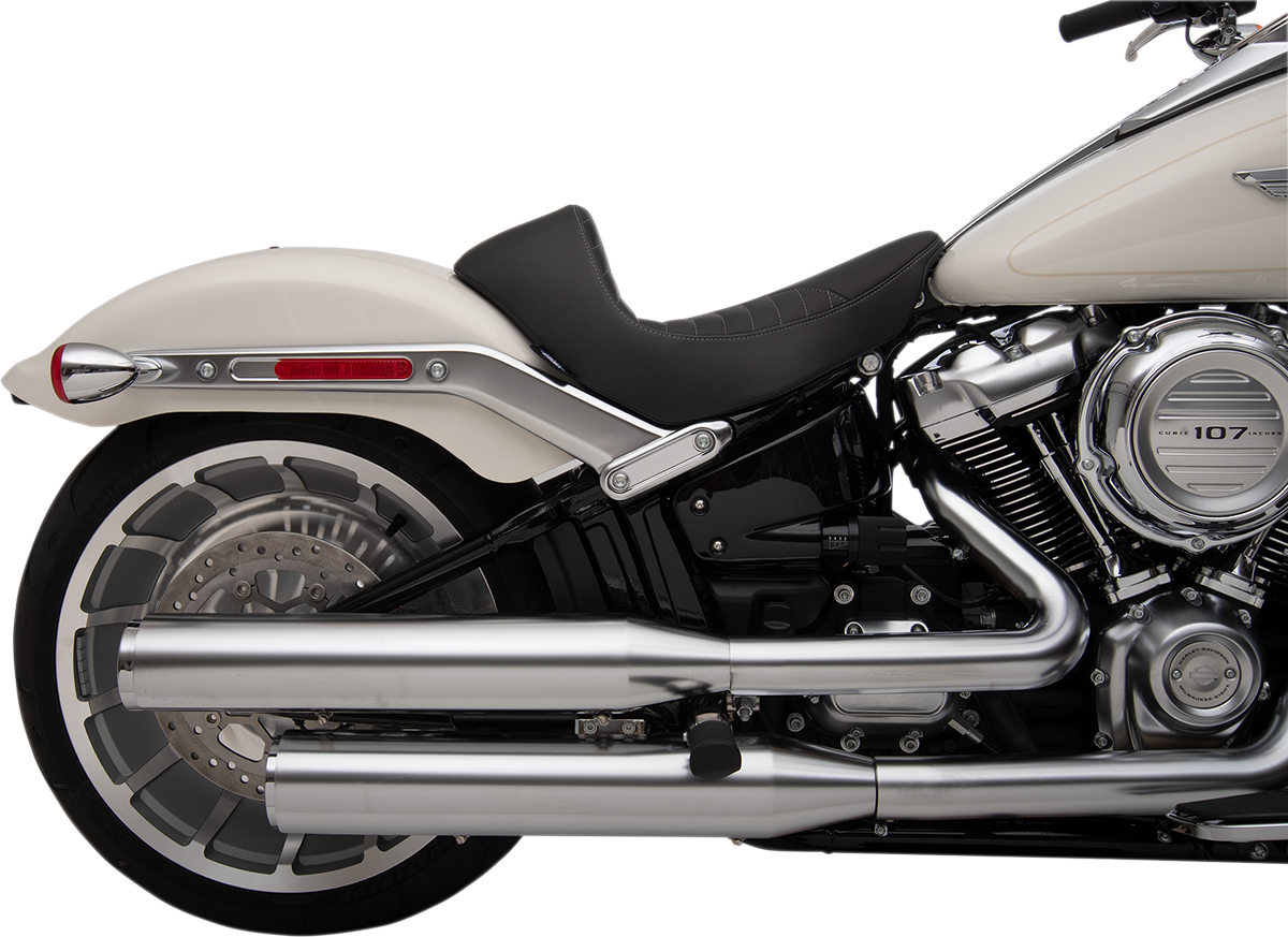 Asiento EZ-Solo de DRAG SPECIALTIES - Costura de escorpión - Hilo plateado - Vinilo - FLFB/S '18-'22 ACT EZ-ON MOUNT STYLE 0802-1186