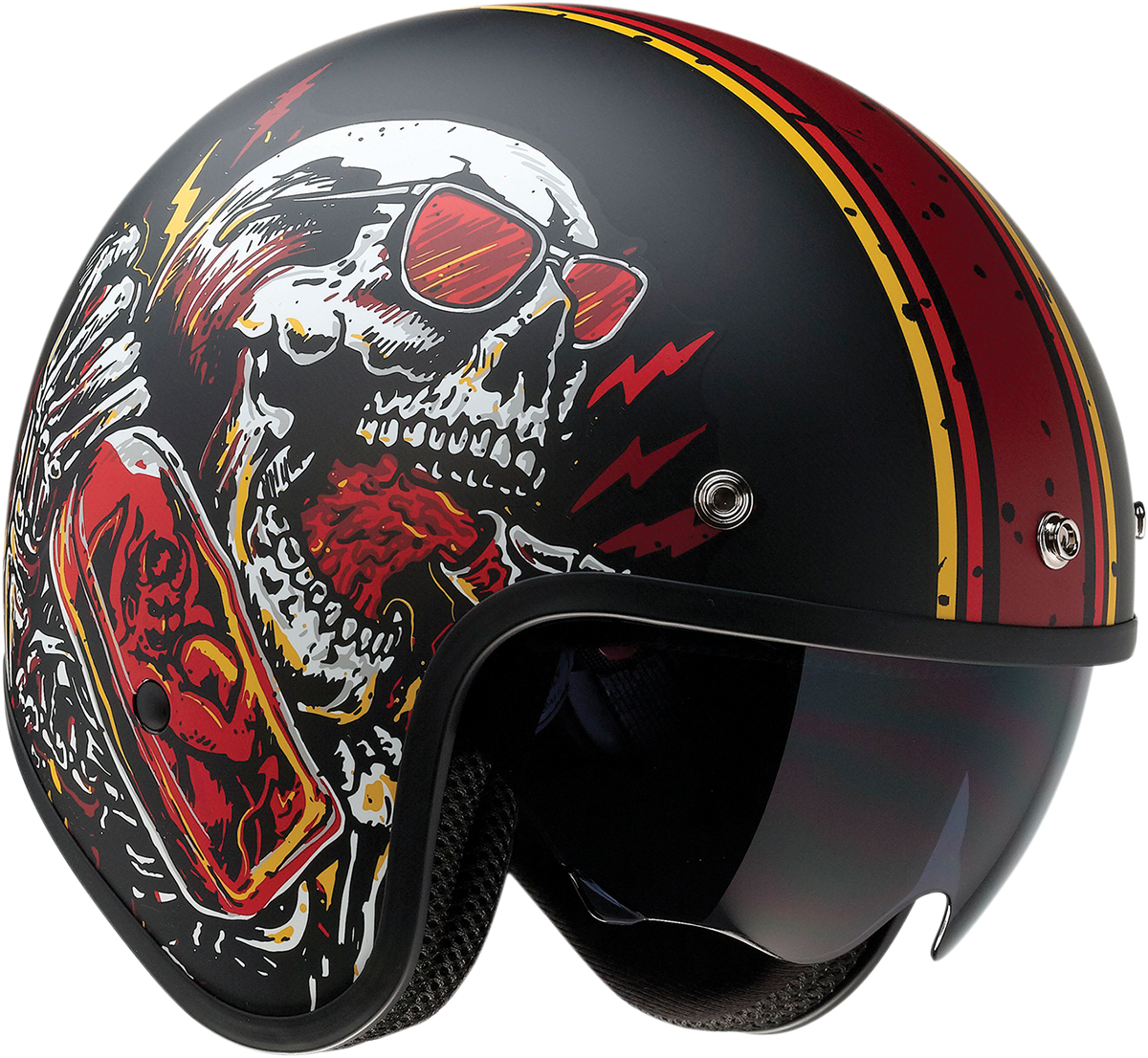 Casco de motocicleta Saturn Z1R - Devil Made Me - Negro/Rojo - Grande 0104-2819