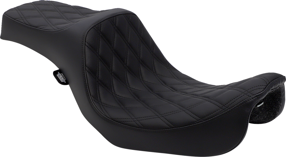 Asiento Predator III de DRAG SPECIALTIES - Doble diamante - Costuras negras 0803-0602