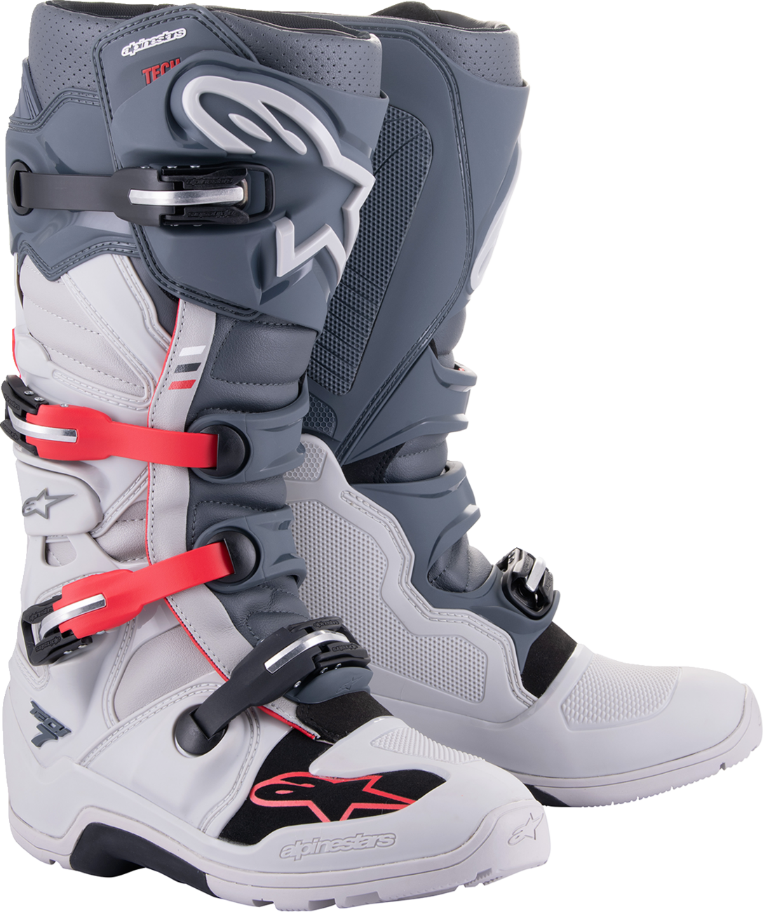 Botas de enduro ALPINESTARS Tech 7 - Gris/Rojo - Talla 9 de EE. UU. 2012114-9204-9