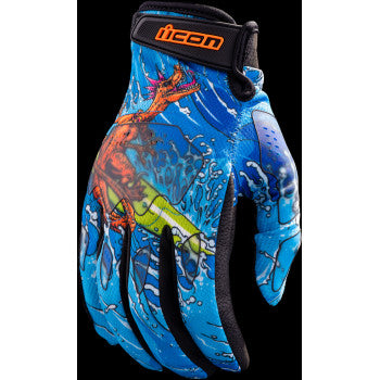 Guantes ICON Hooligan™ Dino Fury - Azul - 3XL 3301-4640