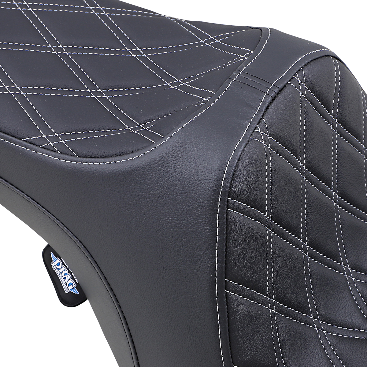 Asiento Predator III de DRAG SPECIALTIES - Doble diamante - Costuras plateadas FIT 99-07 FLHR, 06-07 FLHX 0801-1130