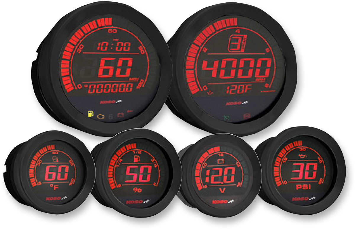 Kit de manómetro universal KOSO NORTH AMERICA de 6 piezas - Negro BA050903