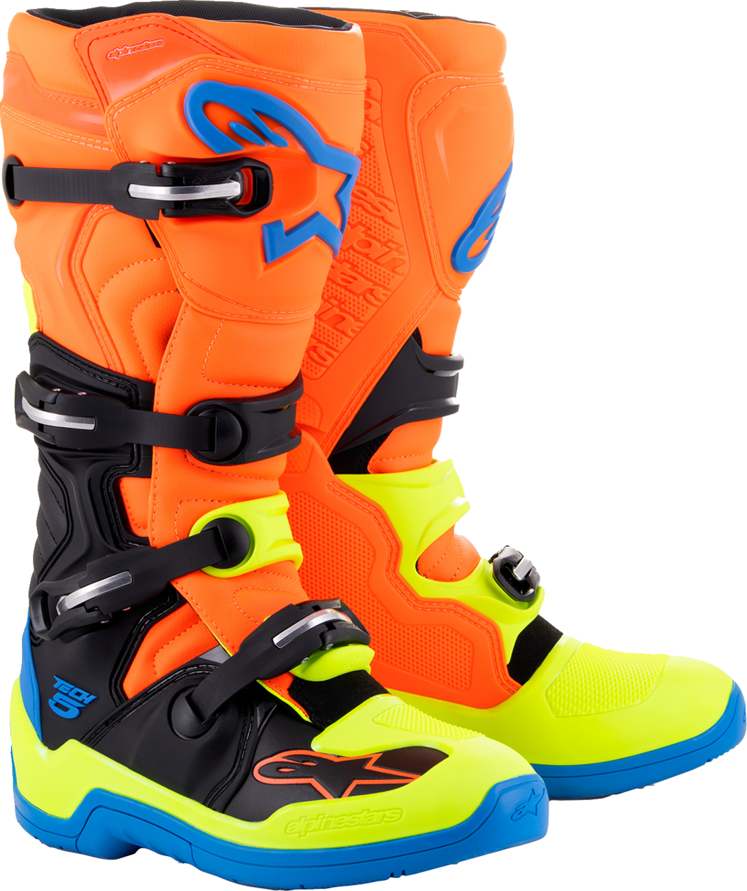 Botas ALPINESTARS Tech 5 - Naranja fluorescente/Azul/Amarillo fluorescente - Talla 12 de EE. UU. 2015015-4755-12
